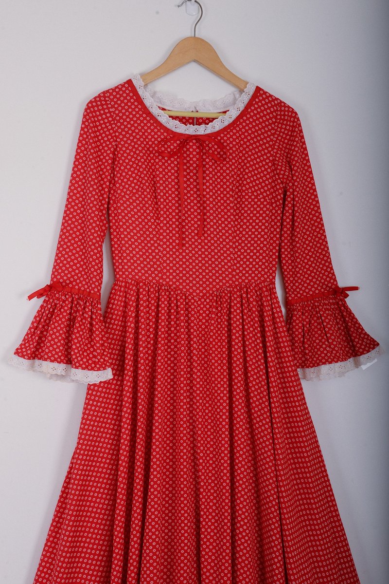 美式乡村田园 1960-70s prairie dress  宫廷复古茶会袖 - 洋装/连衣裙 - 棉．麻 