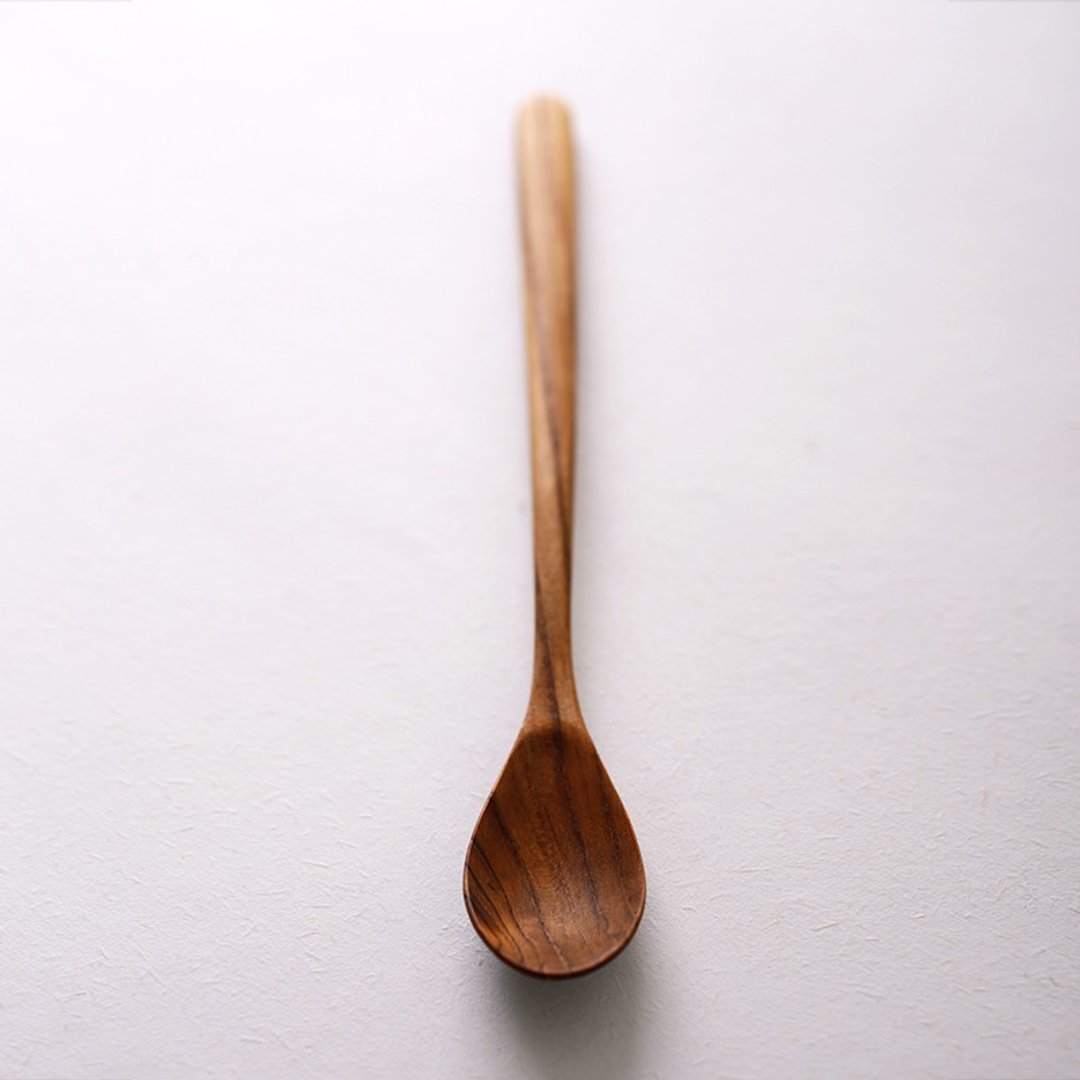 【弥新•柚木手工搅拌勺】 甜品勺/茶匙茶勺/ 实木调羹 - 餐刀/叉/匙组合 - 木头 