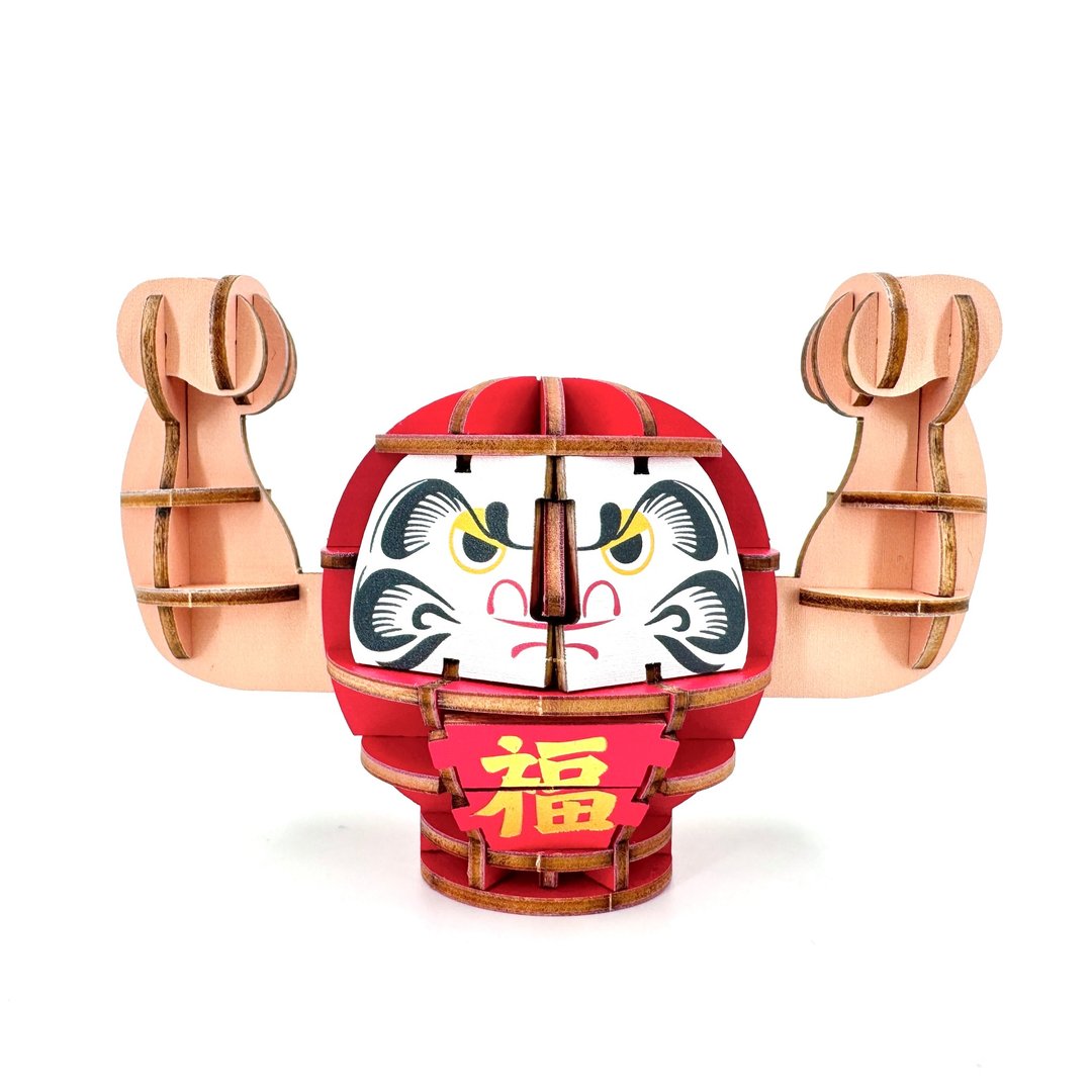 大力达摩不倒翁 - 红色 (福) | 摆设 | 开运 拼图 手作 达摩 招财 - 拼图 - 木头 红色