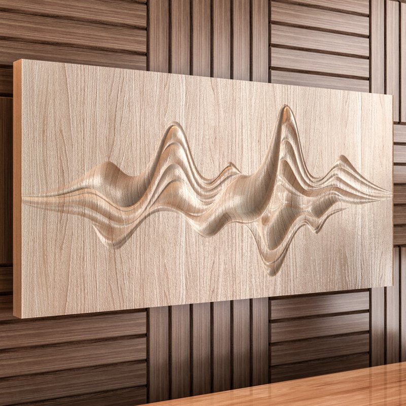 Sound wave stl panel. Cnc files for wood. Wood cnc files. cnc wall art. - 其他数码设计 - 其他材质 