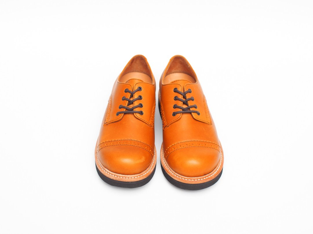 【Work Lady】 ABBEY 英式德比鞋 BROGUES NOT OXFORDS 黄棕色 - 女款休闲鞋 - 真皮 橘色