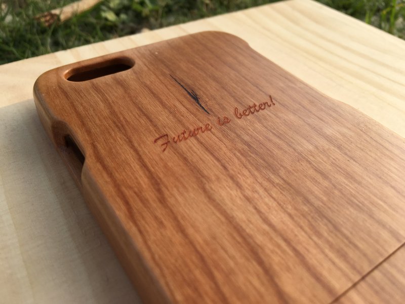 木质感手机壳(纯文字定制系列)/iPhone手机壳/圣诞/情人节礼物 - 手机壳/手机套 - 木头 咖啡色