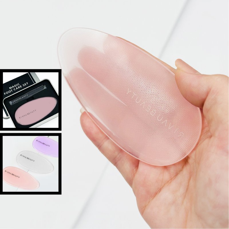 RIVAU BEAUTY 神奇足部磨砂板二件组-三色 I 磨脚皮神器 奈米玻璃 - 脸部按摩/清洁工具 - 玻璃 粉红色
