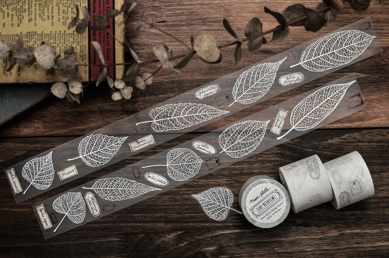 叶子叶脉纸胶带(白墨)- 4cm-售完不再补货 - 纸胶带 - 塑料 多色