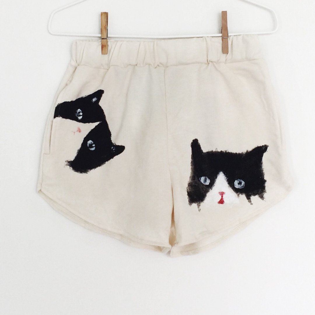 cat cat cat shorts - 女装短裤 - 棉．麻 