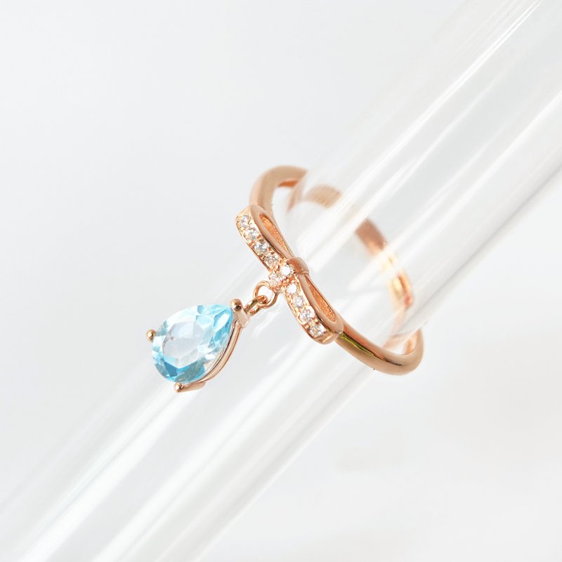 2件85折 | 巴西蓝托帕纯银戒指 (全净体VVS级) - 戒指 - 纯银 