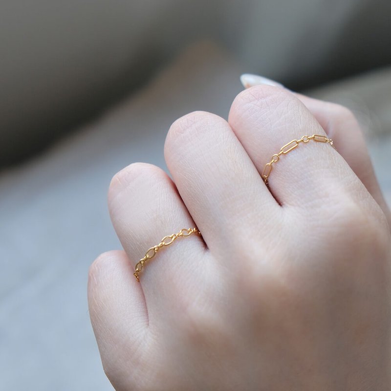 星尘系列椭圆链戒 14K 包金 注金 水洗不退色 叠戴 尾戒 - 戒指 - 半宝石 金色