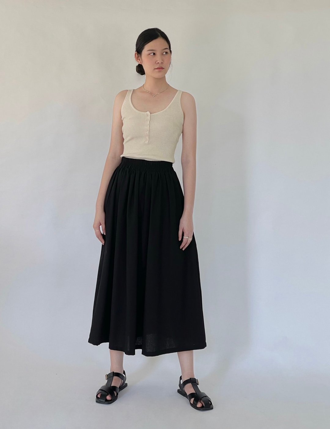 C skirt - 裙子 - 棉 黑色
