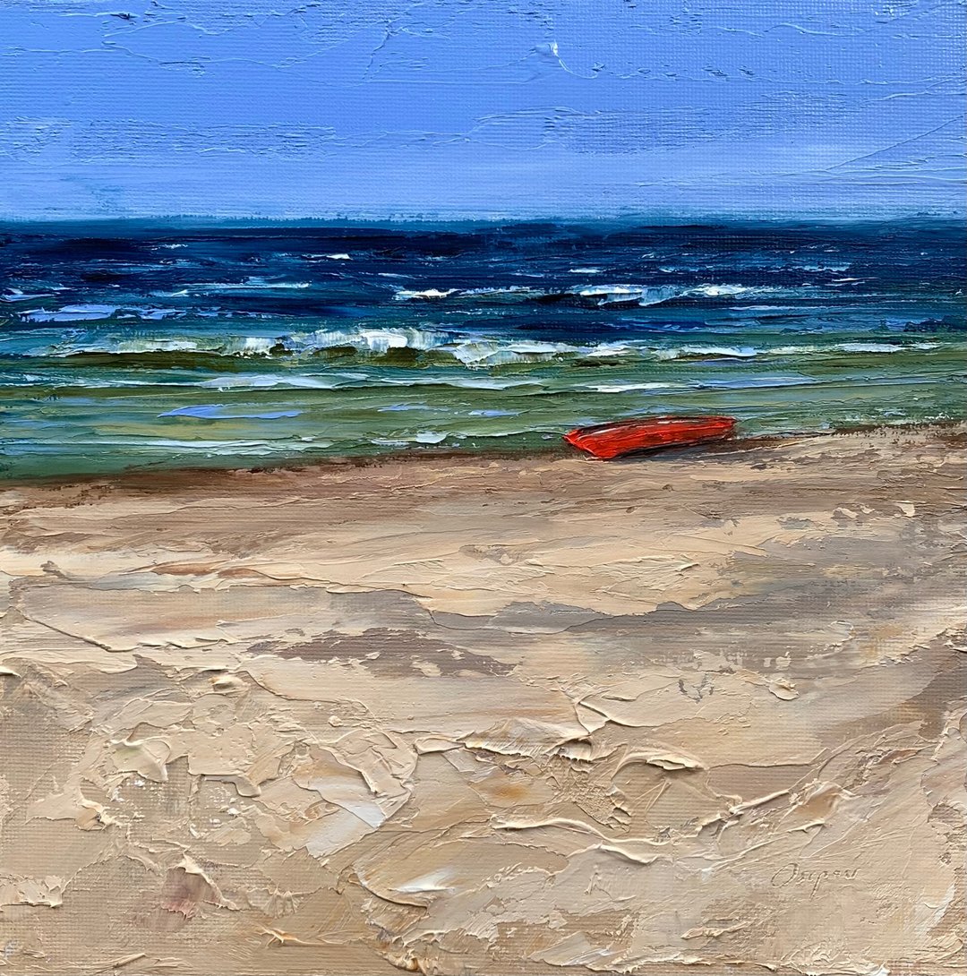 Original Oil Painting On Canvas Seascape Painting Sailboat Textured Impasto Art - 墙贴/壁贴 - 棉．麻 多色