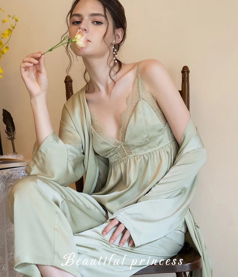 3 Pieces Pyjamas Women Lace Pajamas Sets - 居家服/睡衣 - 其他材质 