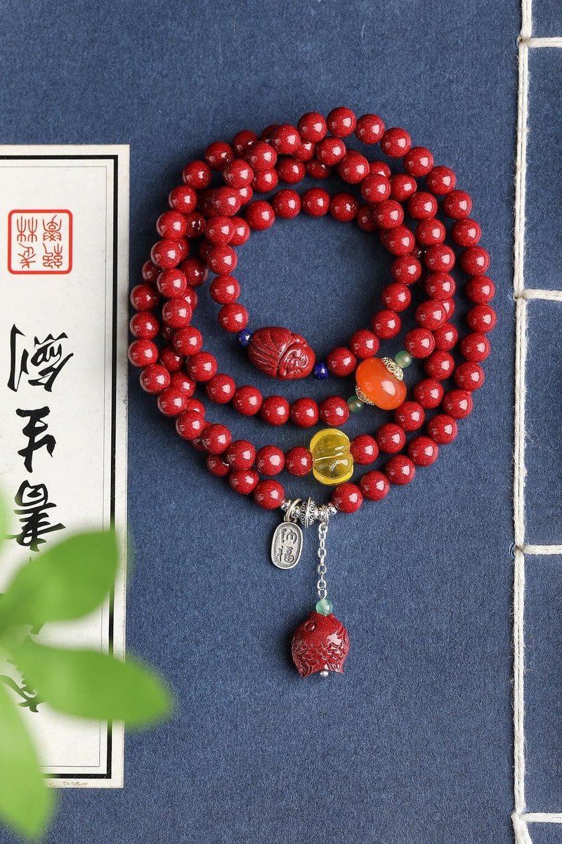 天然原矿朱砂精品紫金砂108颗佛珠手链 含量高达95% - 手链/手环 - 宝石 