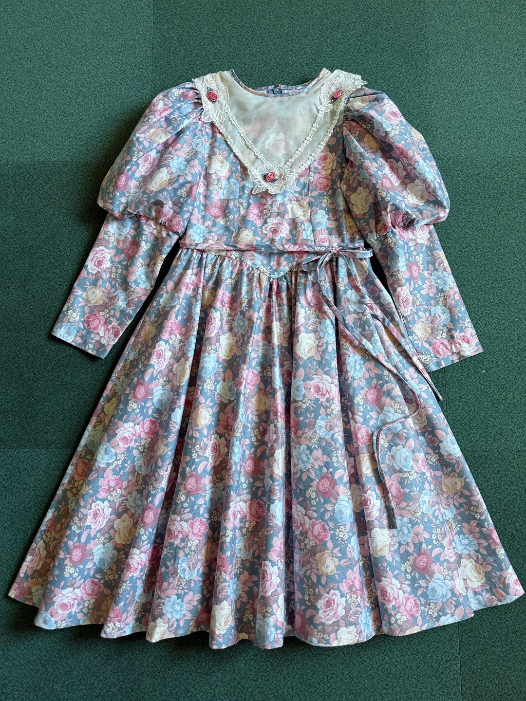 洛可可宫廷袖 蕾丝翻领 古典花墙洋装 size10大童 - 洋装/连衣裙 - 棉 