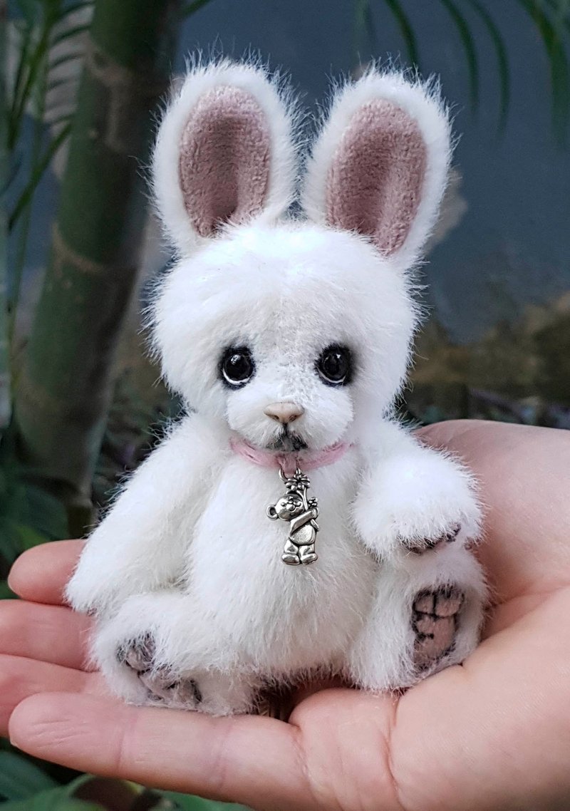 OOAK Tiny bunny Pushok by Yumi Camui - 玩偶/公仔 - 其他人造纤维 