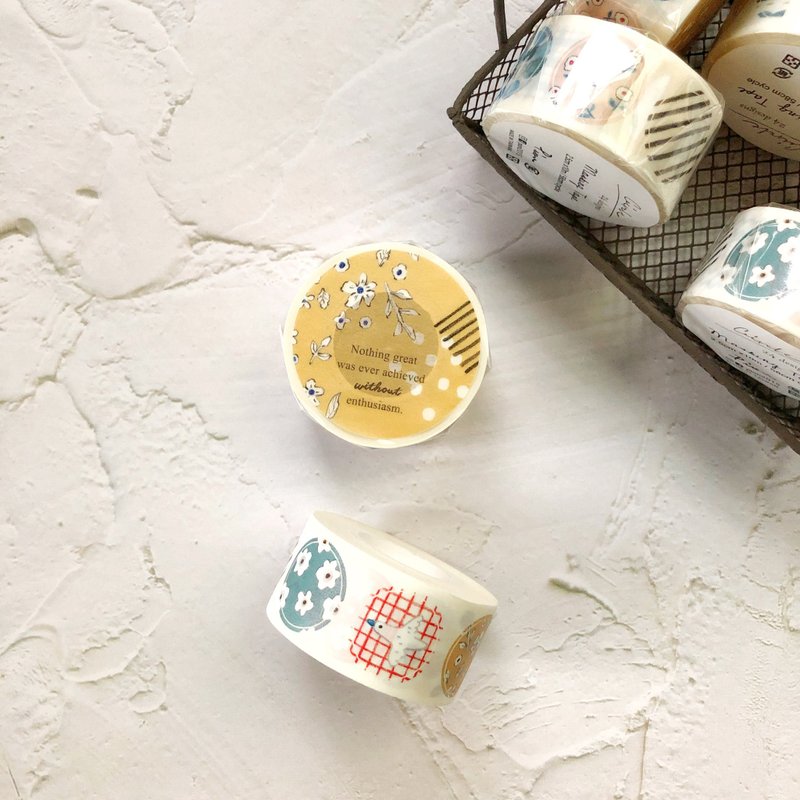 圆贴 / 2.5cm割型和纸胶带(白色离型纸) - 纸胶带 - 纸 橘色