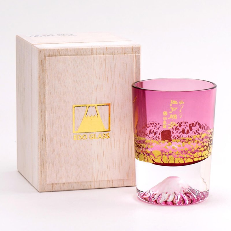 80cc (单个)【日本田岛硝子】手工制作金箔冷酒杯 - 酒杯/酒器 - 玻璃 粉红色
