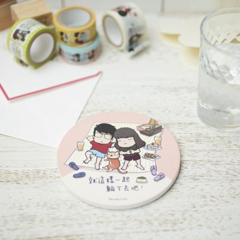 Aida&绮绮陶瓷吸水杯垫（粉红）(9KAHU0005) - 杯垫 - 陶 粉红色