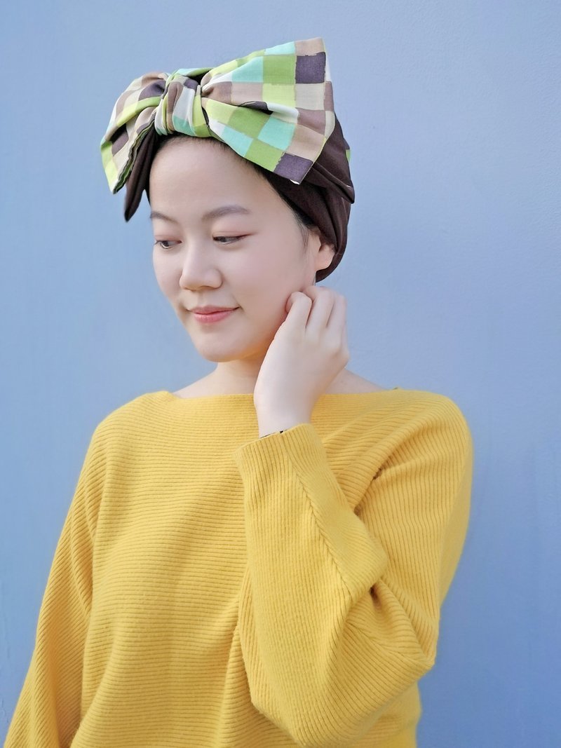 双层手工绿+咖啡色 发带 - 发带/发箍 - 聚酯纤维 多色