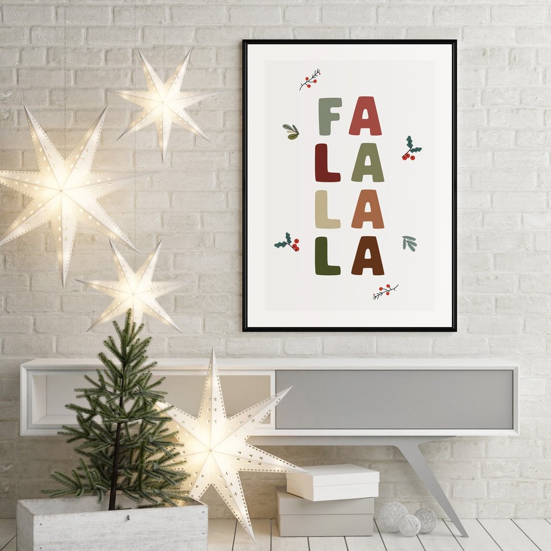 FA LA LA LA - 圣诞插画/圣诞树装饰挂画/圣诞交换礼物 - 海报/装饰画/版画 - 棉．麻 多色