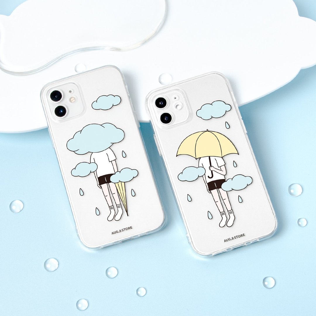AUG8 STORE 少年系列 下雨 iPhone 透明手机壳 可客製型号 - 手机壳/手机套 - 塑料 