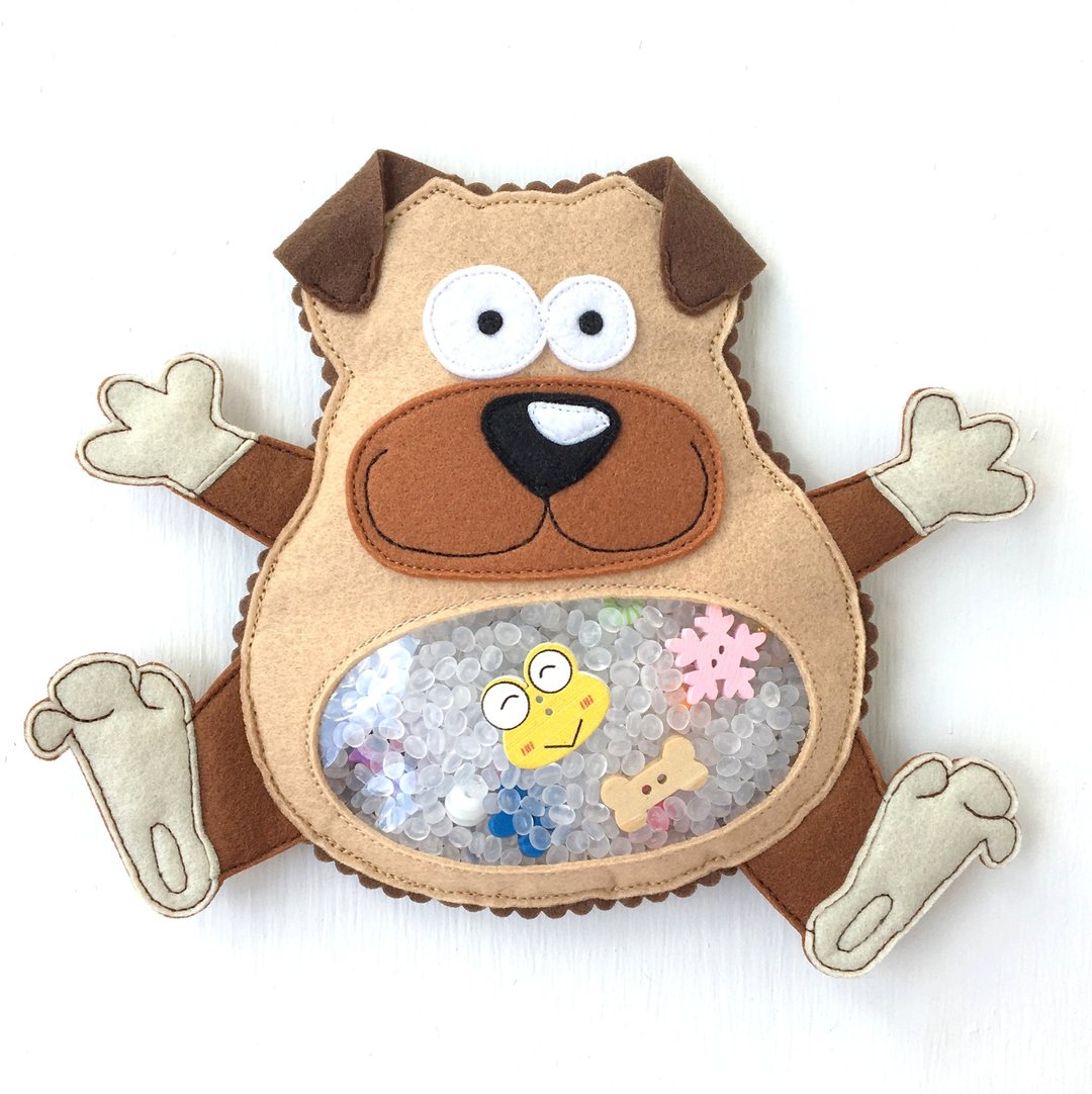 Child sensory toy I spy bag dog for baby one year old, Travel toy for toddlers - 玩具/玩偶 - 环保材料 咖啡色