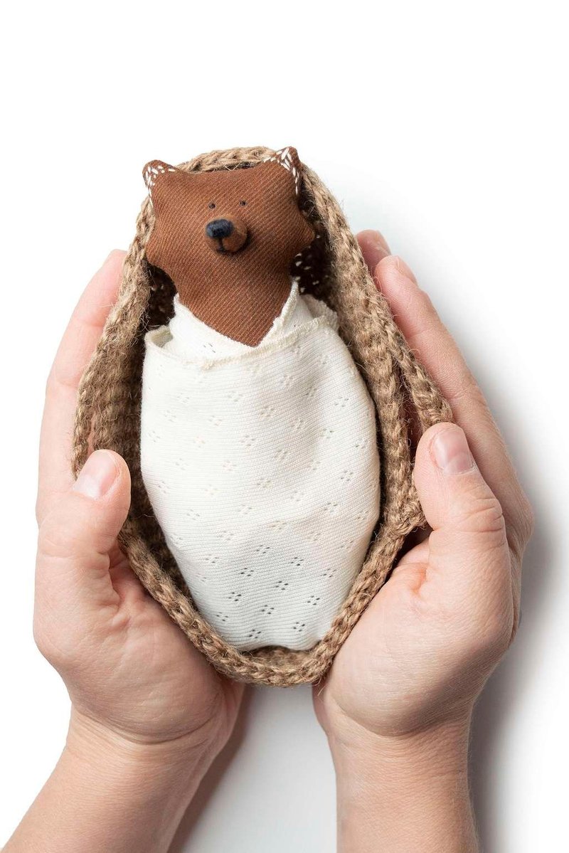 PK bears |狐狸宝宝(附篮子)13cm I手工时尚熊 - 玩偶/公仔 - 棉 咖啡色