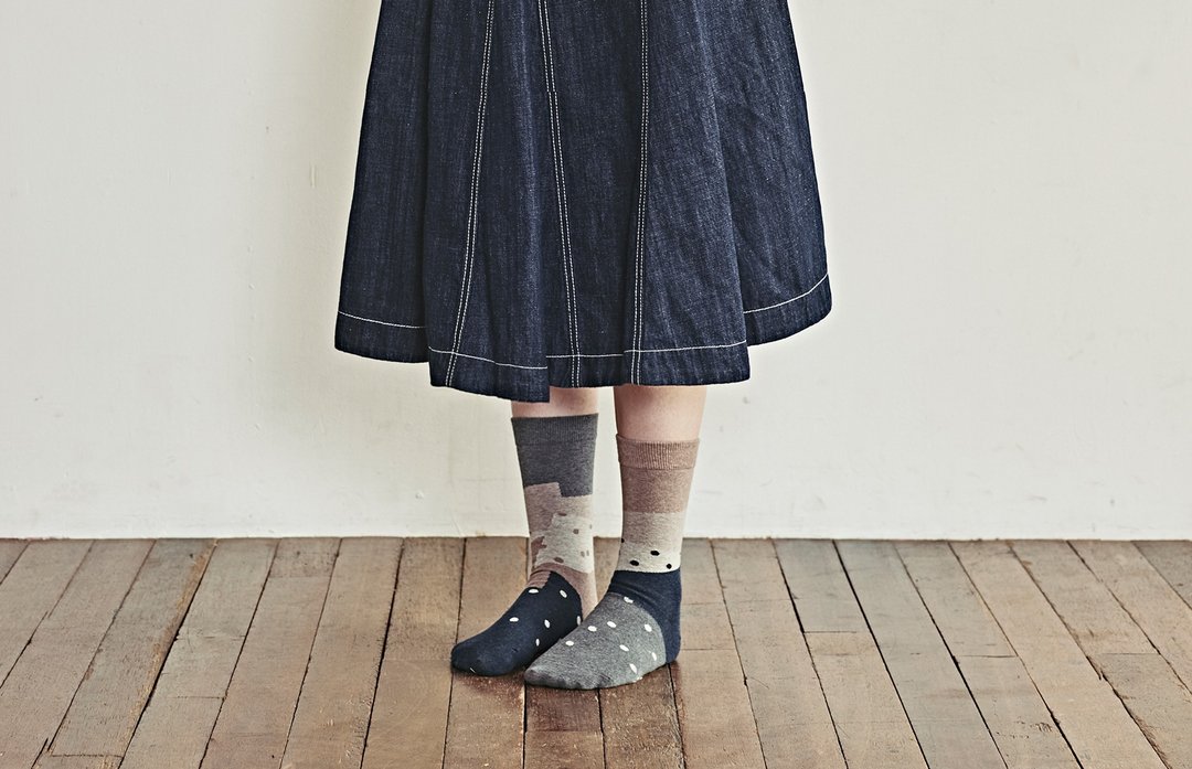 socks_conch_pearl / irregular / socks / dot - 袜子 - 棉 卡其色