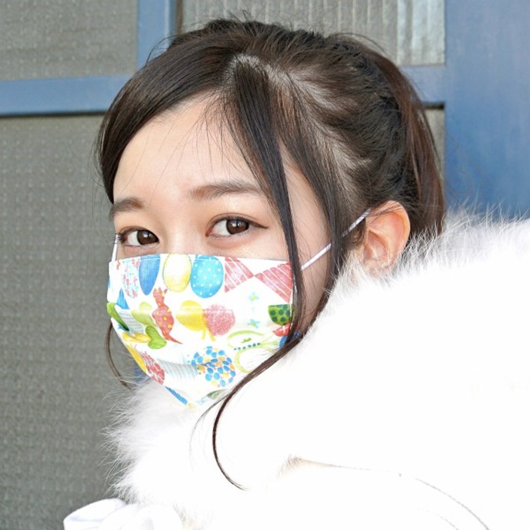 可洗涤、舒适且可爱的手工立体口罩 Butterfly Blue 日本制造 交换礼物 | TEMARIYA - 口罩 - 棉．麻 蓝色