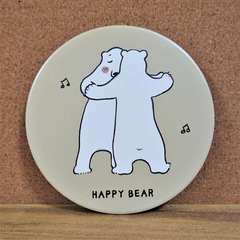 北极熊/白熊陶瓷吸水杯垫- Happy Bear - 杯垫 - 陶 
