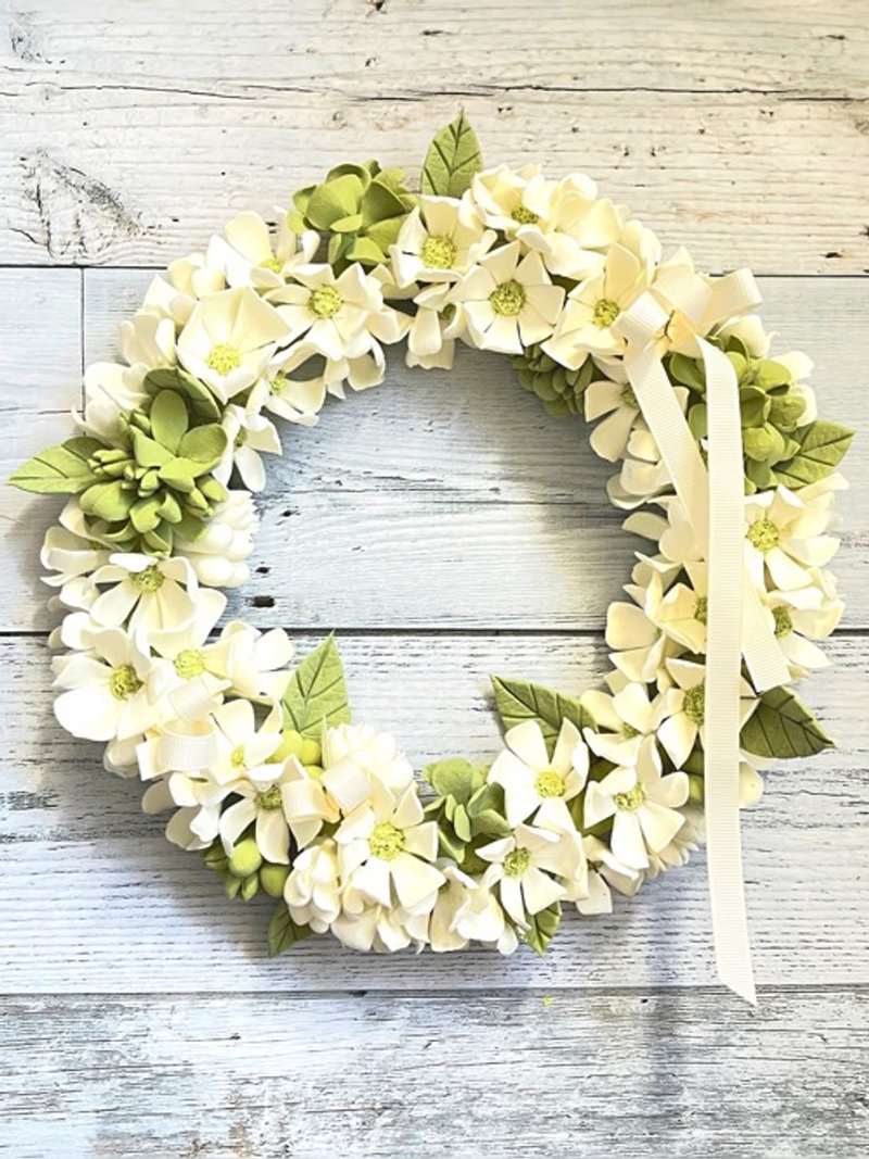 【ClayArt】eternal flower＊グリーンゲイブルズの風を感じて…natural greenのホワイトリース - 植栽/盆栽 - 陶 