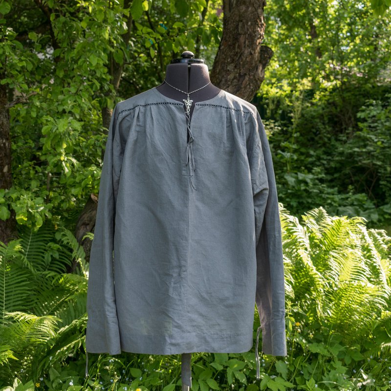 Gray Shirt (inspired Aragorn) without embroidery / Strider's Shirt / LOTR outfit - 男装衬衫 - 亚麻 灰色