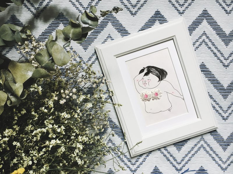 肥妹子Chumimi系列 | 《可遇不可求》框画 - 木工/竹艺/纸艺 - 纸 粉红色