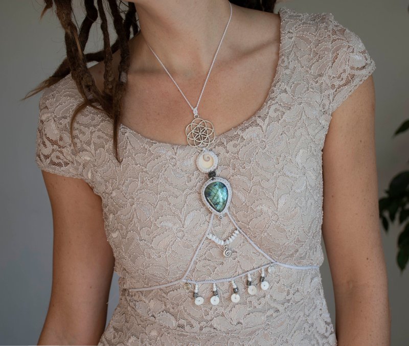 串珠身体链, 波希米亚身体饰品, 夏季肚皮链 - 皮带/腰带 - 宝石 白色