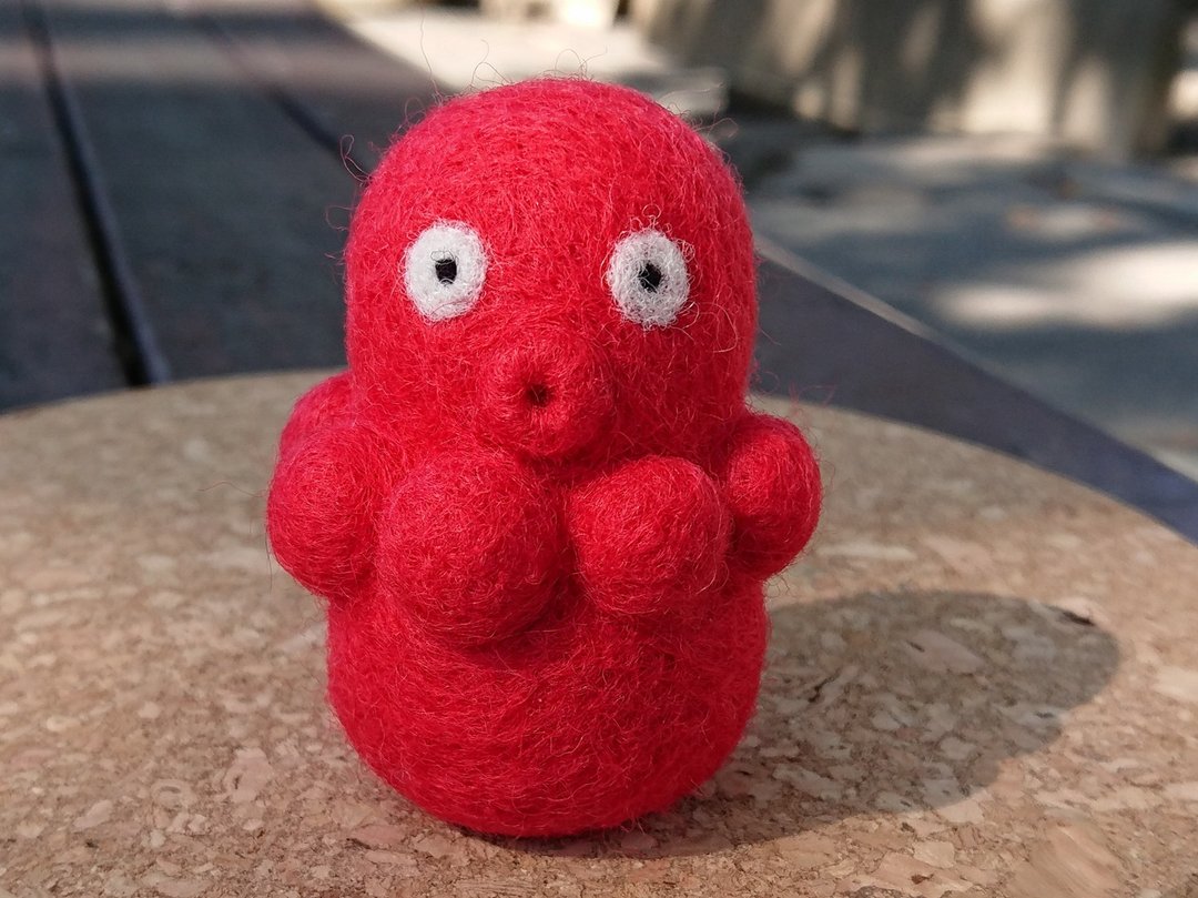 Wool felt octopus - 玩偶/公仔 - 羊毛 红色