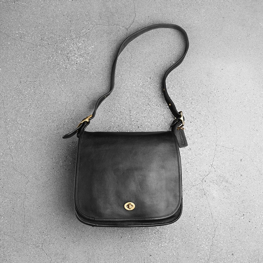 Coach 古董斜肩包  / Vintage 古着 - 侧背包/斜挎包 - 真皮 黑色