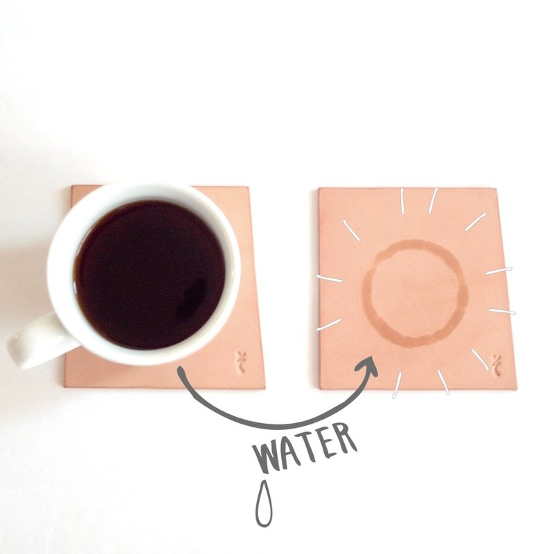 [杯垫] 鞣制皮革，玩水渍，手工制作 [kosuta] - 杯垫 - 真皮 咖啡色