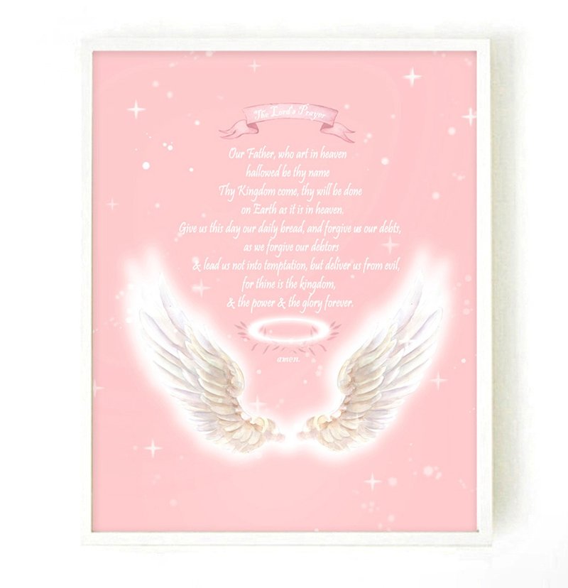 基督主祷文-新生儿礼物-卧室装饰画-基督教礼物-聖經經文 - 海报/装饰画/版画 - 纸 