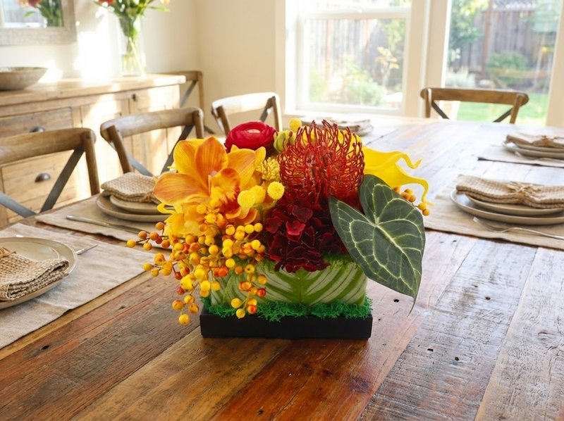 流金岁月方型香氛桌花 包邮专人配送限双北市 其余地区需补运费 - 植栽/盆栽 - 其他材质 红色