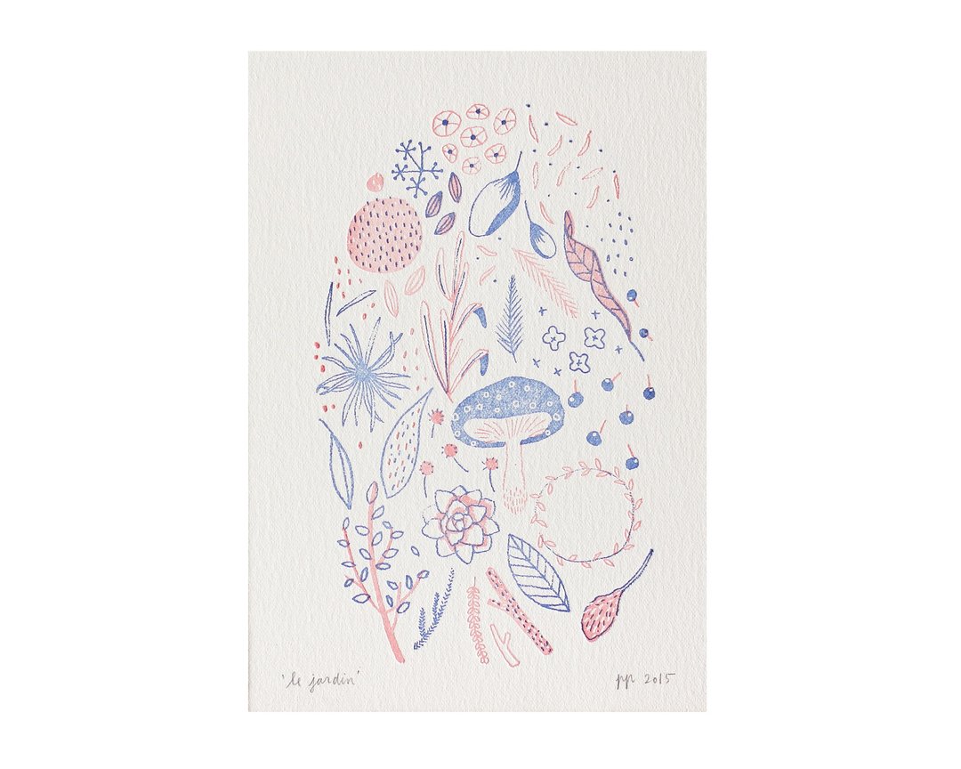 花园凸版印刷明信片 - 海报/装饰画/版画 - 纸 粉红色