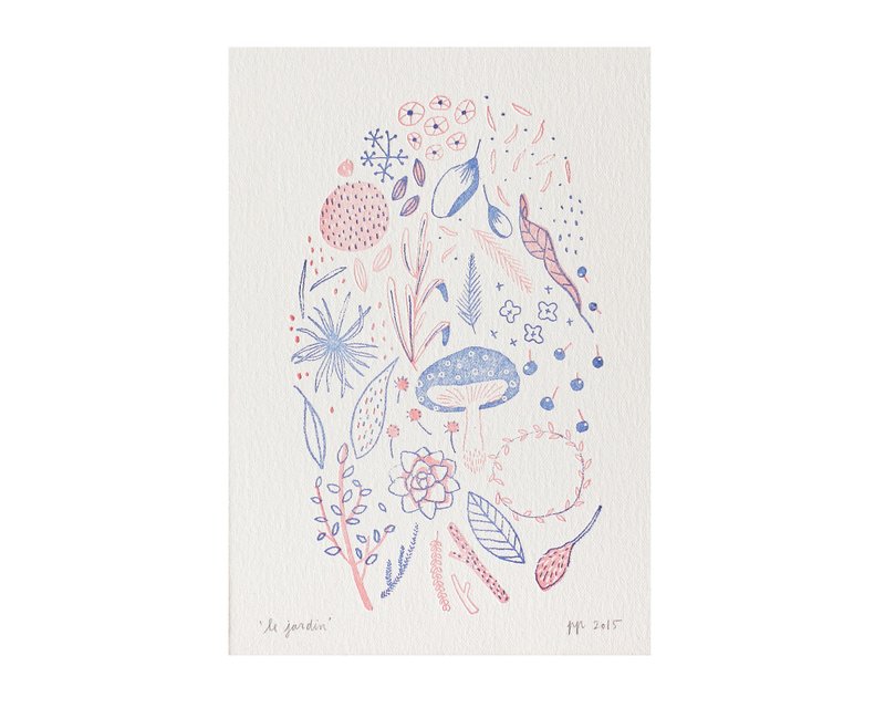 花园凸版印刷明信片 - 海报/装饰画/版画 - 纸 粉红色