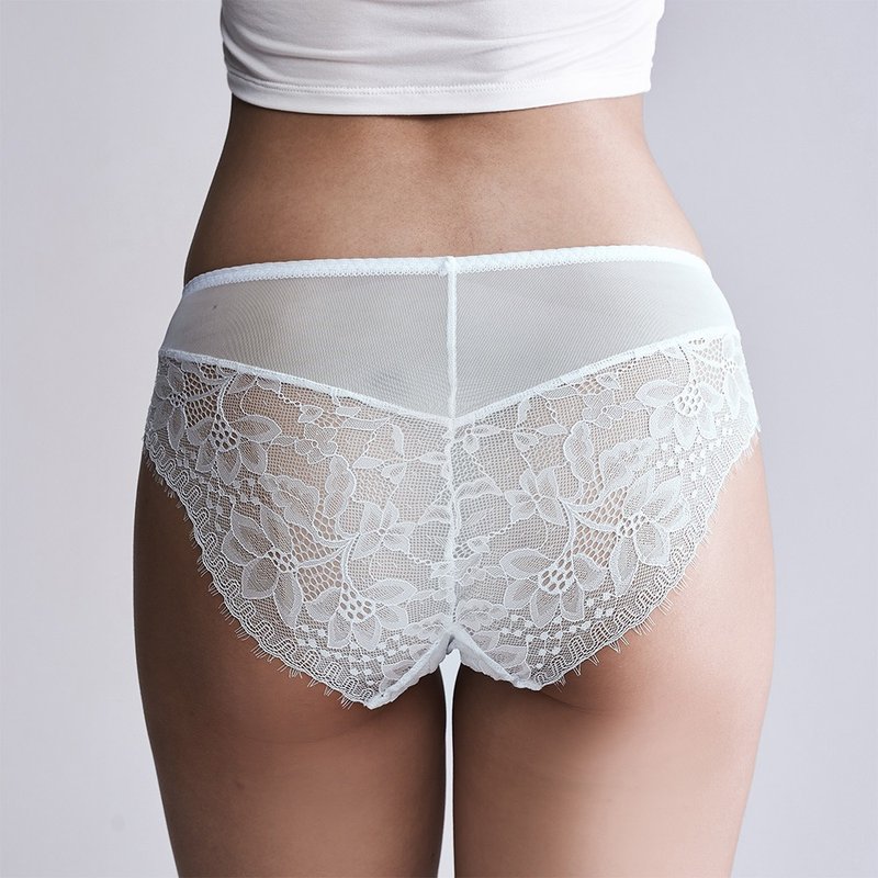 Bloom 睫毛蕾丝三角裤 - 冰丝蓝 - 女士内衣裤 - 丝．绢 蓝色