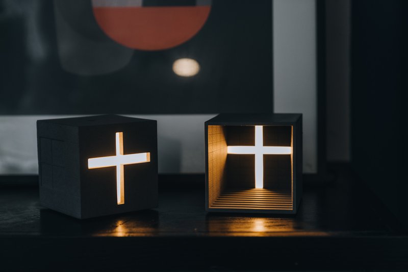 光之教堂系列 光之夜灯 工業風 清水泥 檯燈 氛圍燈 USB燈 擺飾 - 灯具/灯饰 - 水泥 灰色