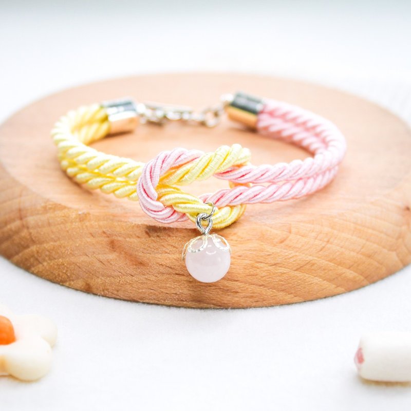 Mashmallows Rope with Lucky Stone - Pink&Yellow - 手链/手环 - 贵金属 多色