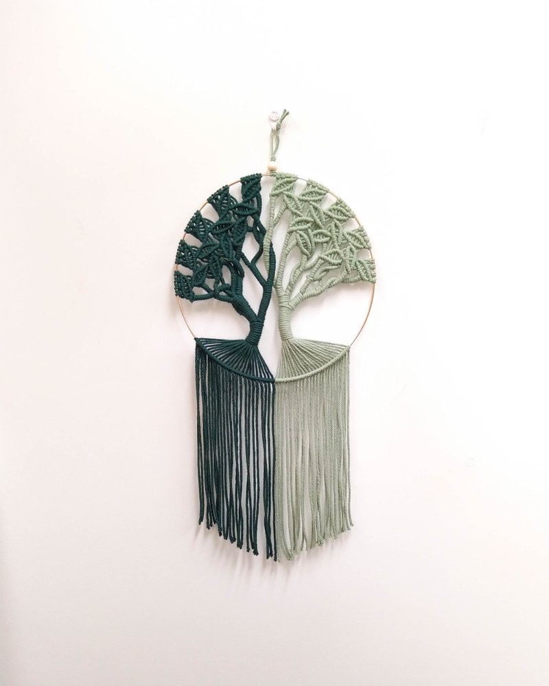 Macrame Wall Hanging波希米亚风挂饰壁挂【生命树Tree of Life】 - 墙贴/壁贴 - 棉．麻 绿色