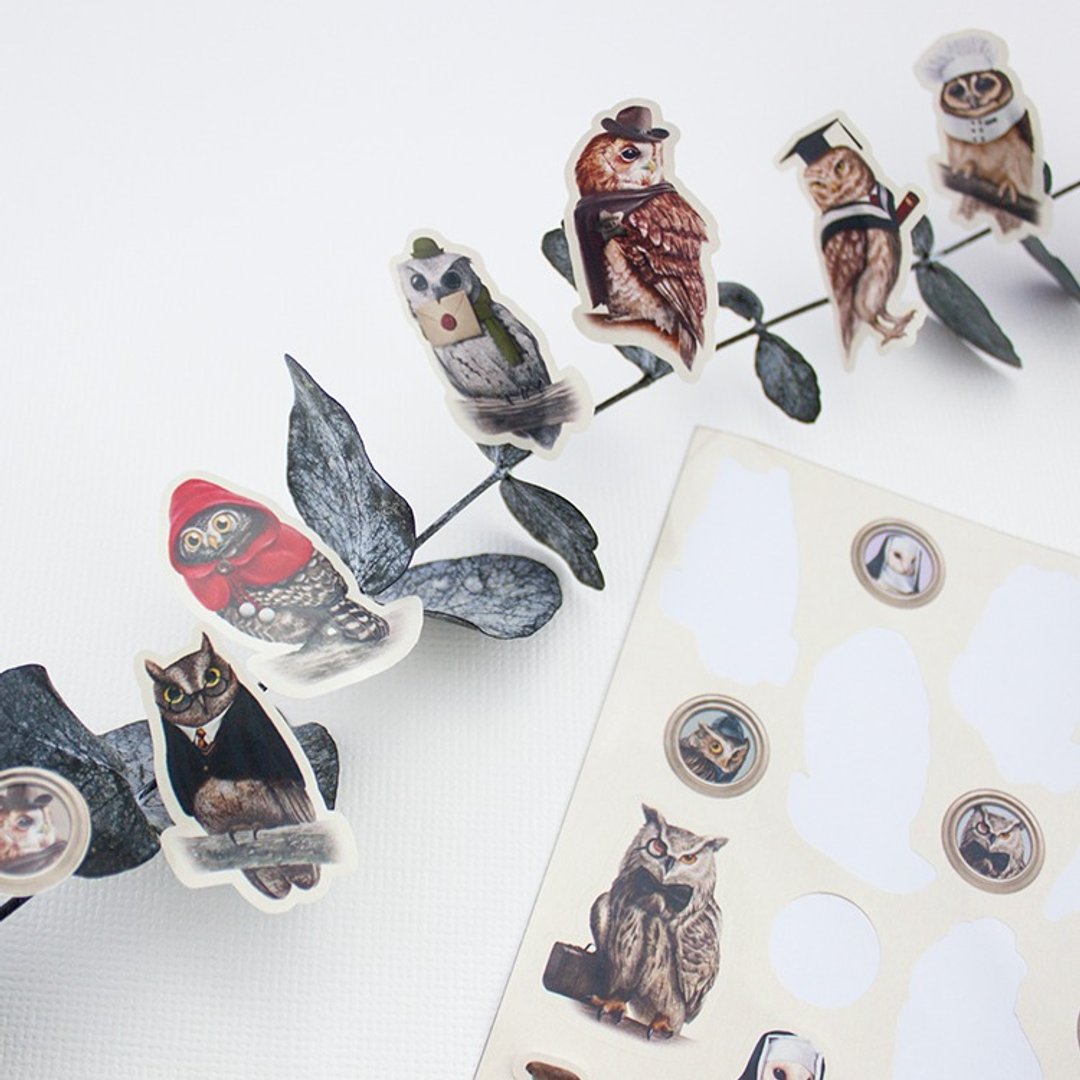 造型贴纸 - OWL OWL 猫头鹰 - 贴纸 - 纸 咖啡色