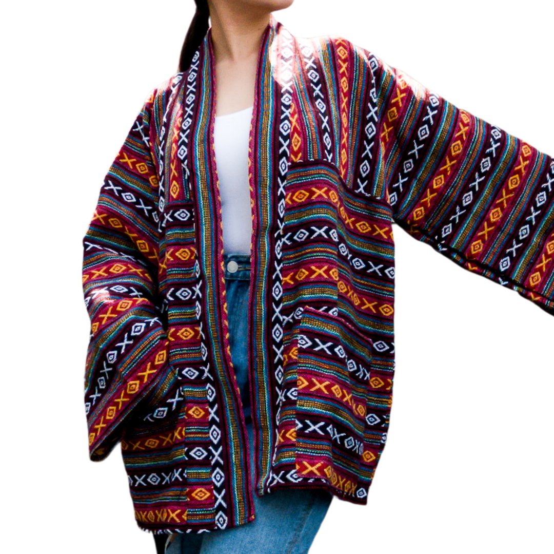 女大衣/红色外套/女装/复古和服/夹克棉 - 女装上衣 - 棉．麻 红色