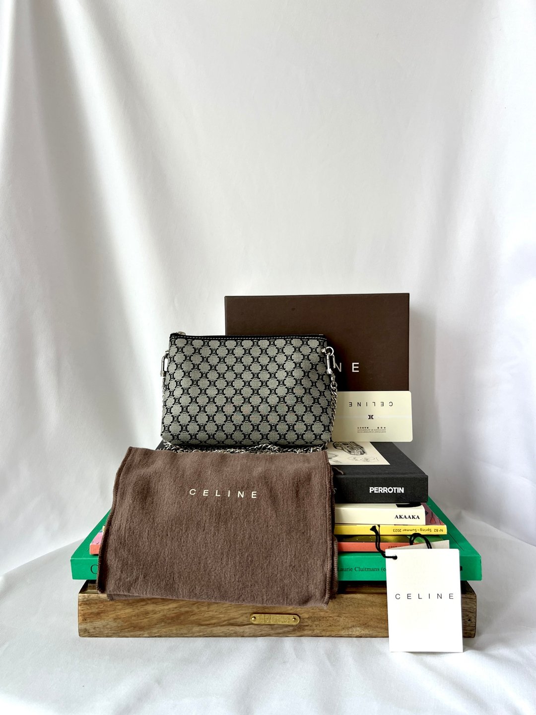 Celine 中古深蓝色凯旋门侧背斜背包手提袋 附送肩带 日本中古 - 侧背包/斜挎包 - 其他材质 蓝色