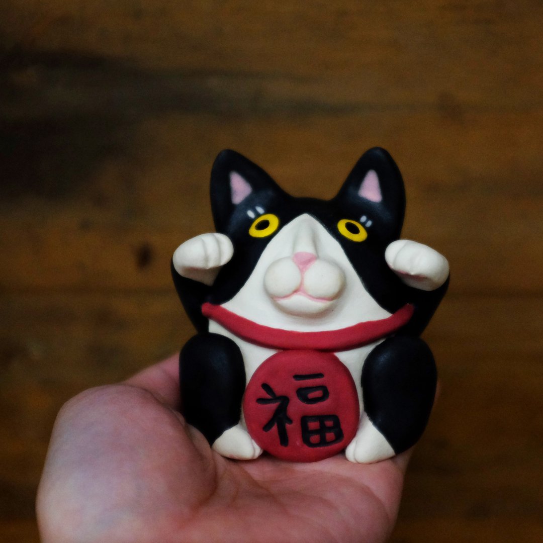 奔驰款陶瓷招财猫 - 摆饰 - 陶 黑色