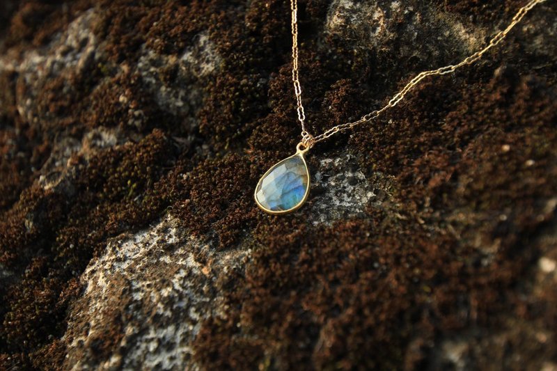 限量 复古拉长石项链 - 项链 - 宝石 银色