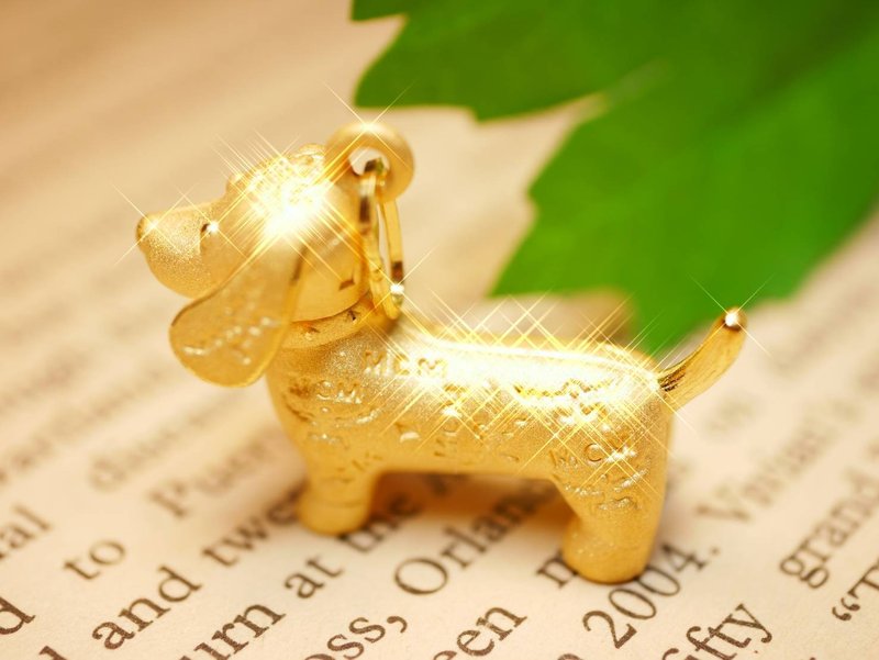 黄金坠子-生肖狗金饰-腊肠犬-黄金9999 - 项链 - 24k 金 金色