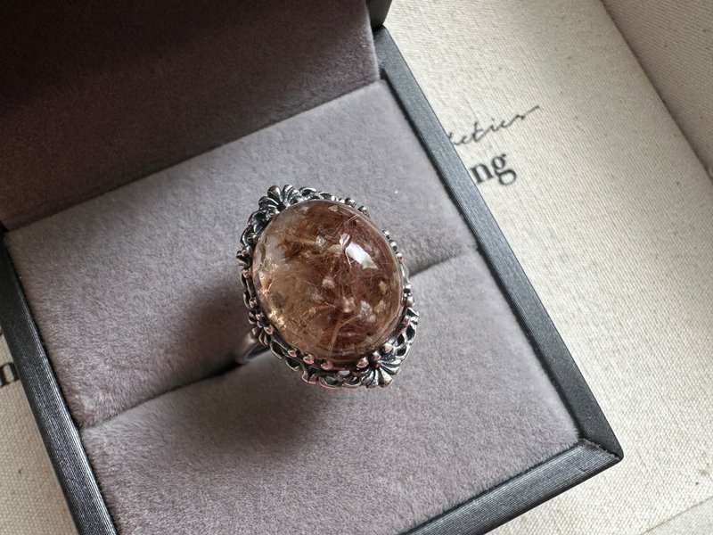 蝴蝶发方解石共生　银戒 - 戒指 - 水晶 